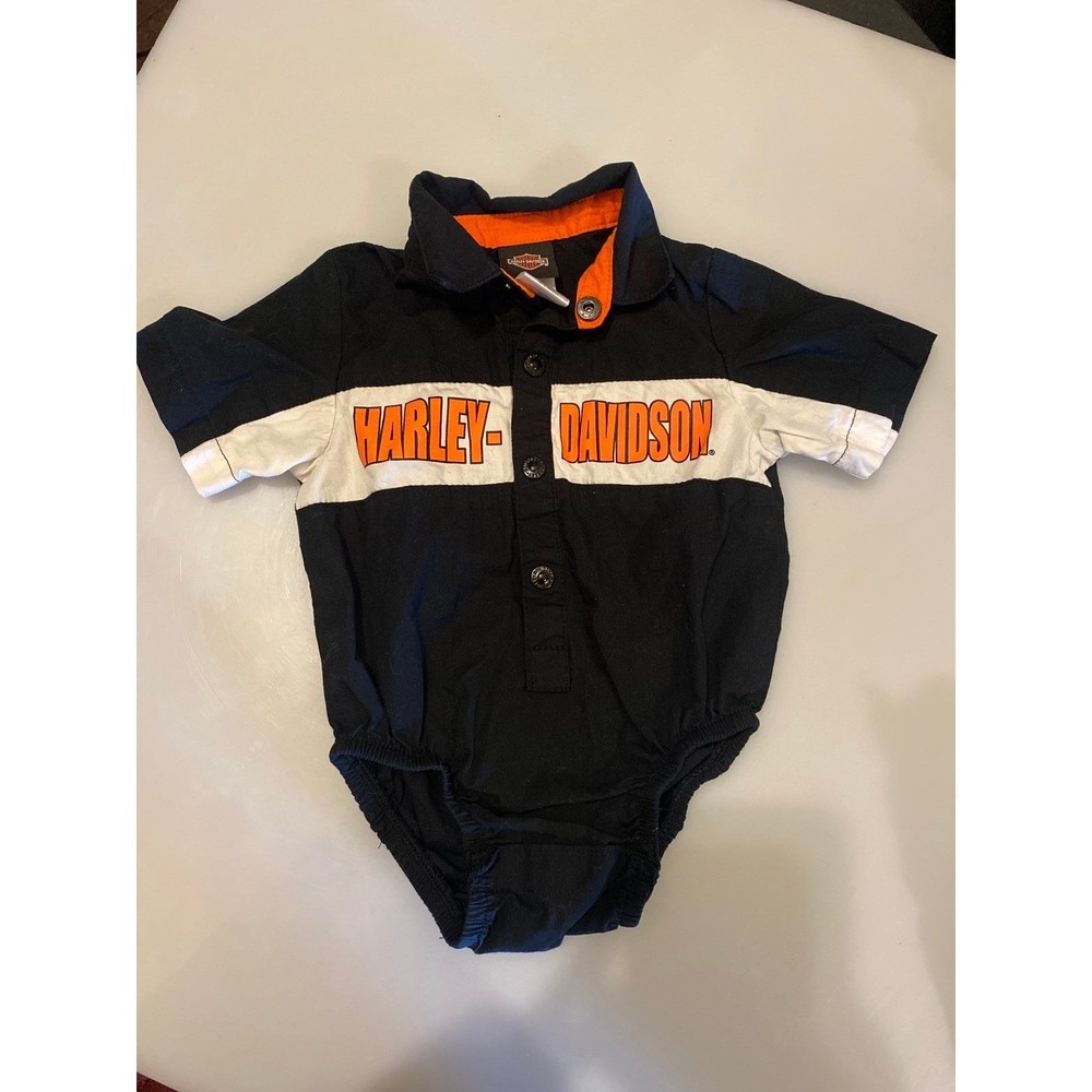 6/9 months Harley Davidson Collared Onesie Shirt